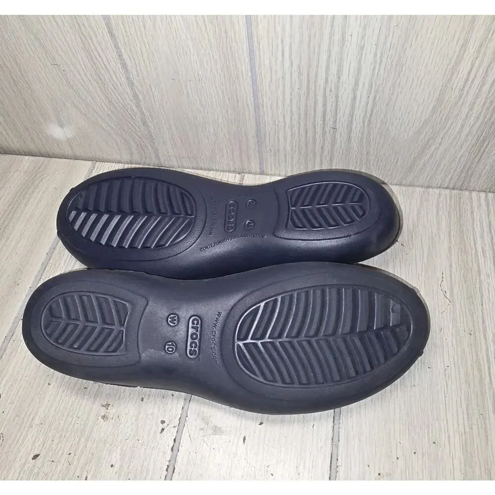 Crocs Women's Navy Blue Kaddie Ballet Flats Slip-on Shoes Size 10 Laser Cut